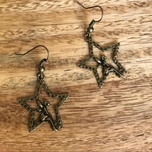 Antiques Brass Fairy Star Earrings